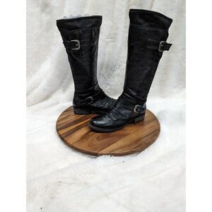 Baretraps Boots Womens 8.5 M Saydo Knee High Tall Riding Black Leather Zipper
